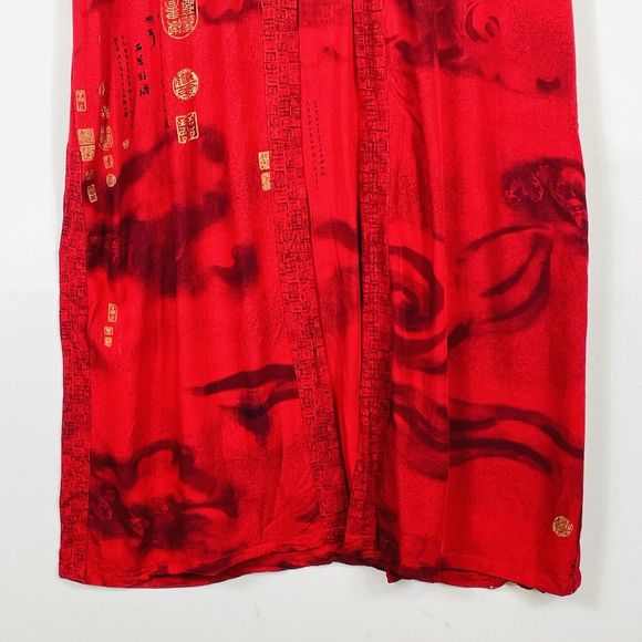 Endless Knot Art Black Red Gold Asian‎ Rayon Sleeveless Top Womens Small Medium - Picture 3 of 9